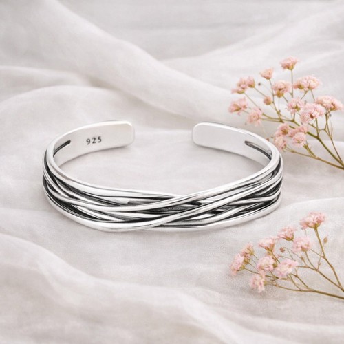 925 silber armreif - silber, massiv